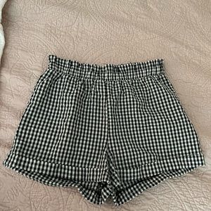 High waist gingham shorts